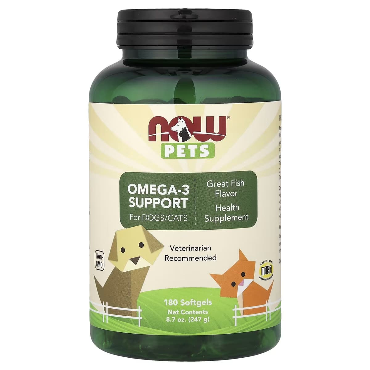 NOW Foods - Omega-3-tuki lemmikeille - 180 Kapselia
