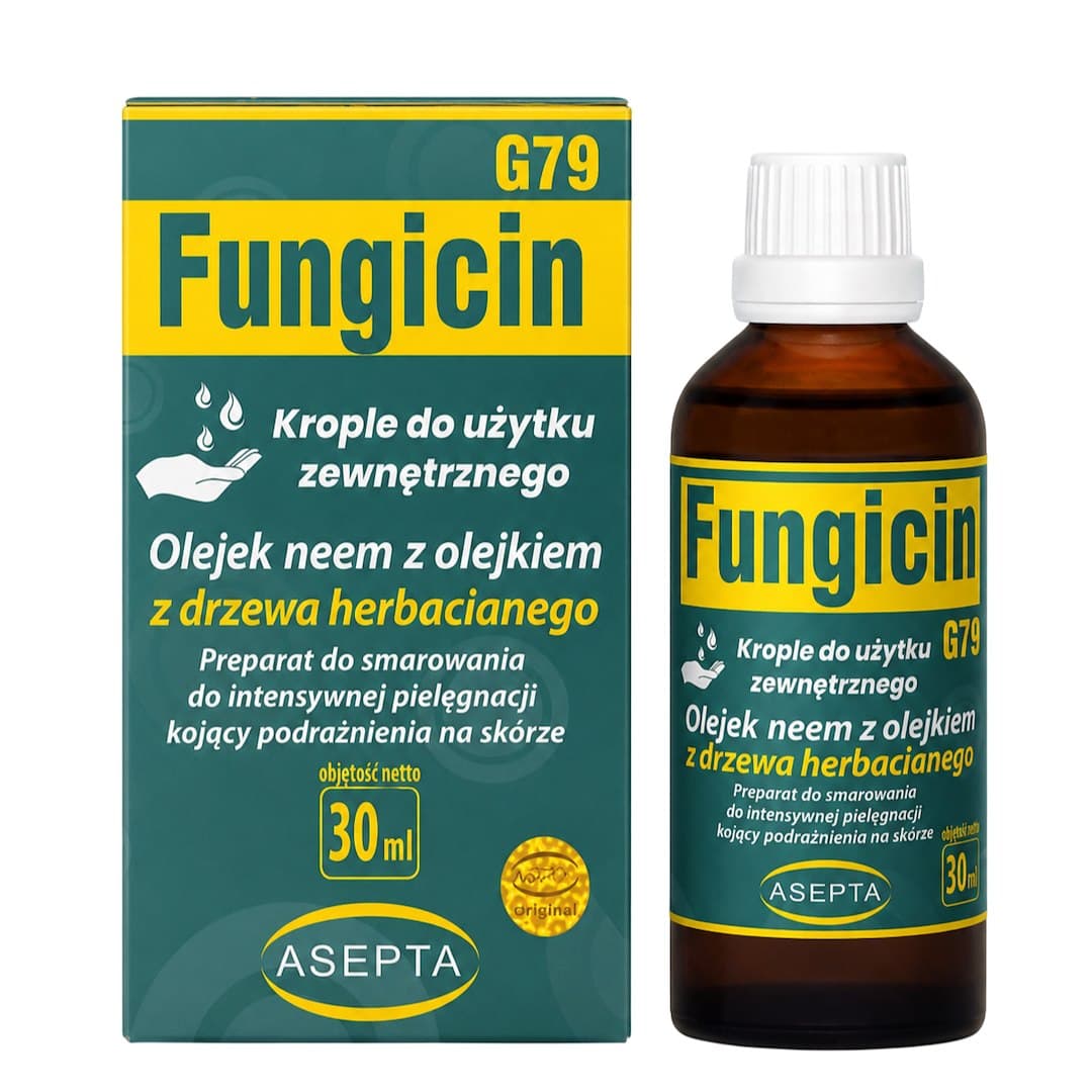 Asepta Fungicin G79 30ml - Olejek Z Neem Z Olejkiem Z Drzewa Herbacianego - Do Użytku Zewnętrznego