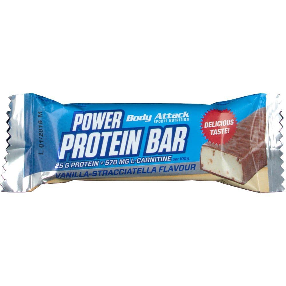 Body Attack - Power proteinbar - Vaniljstracciatella, 24 × 35 g – Body Attack förpackning