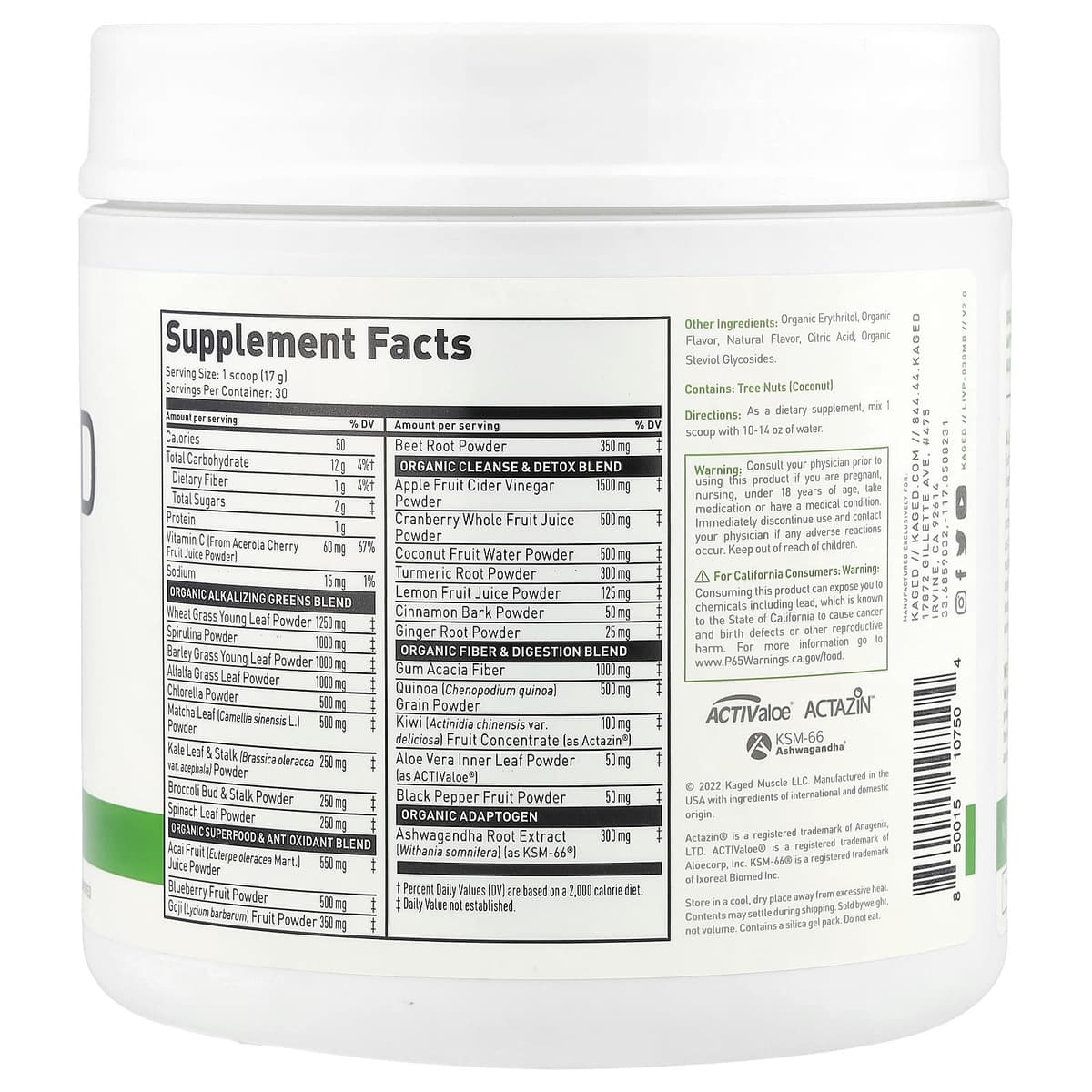 Kaged Muscle - Outlive 100 Superfood Greens Powder 501g