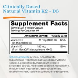 Doctor's Best - Natural Vitamin K2 Mk7 With Menaq7 Plus D3 - 60 Vcaps