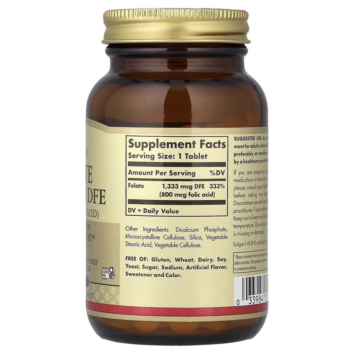 Solgar Folate 1333mcg Dfe 800mcg Folic Acid 250 Tabs