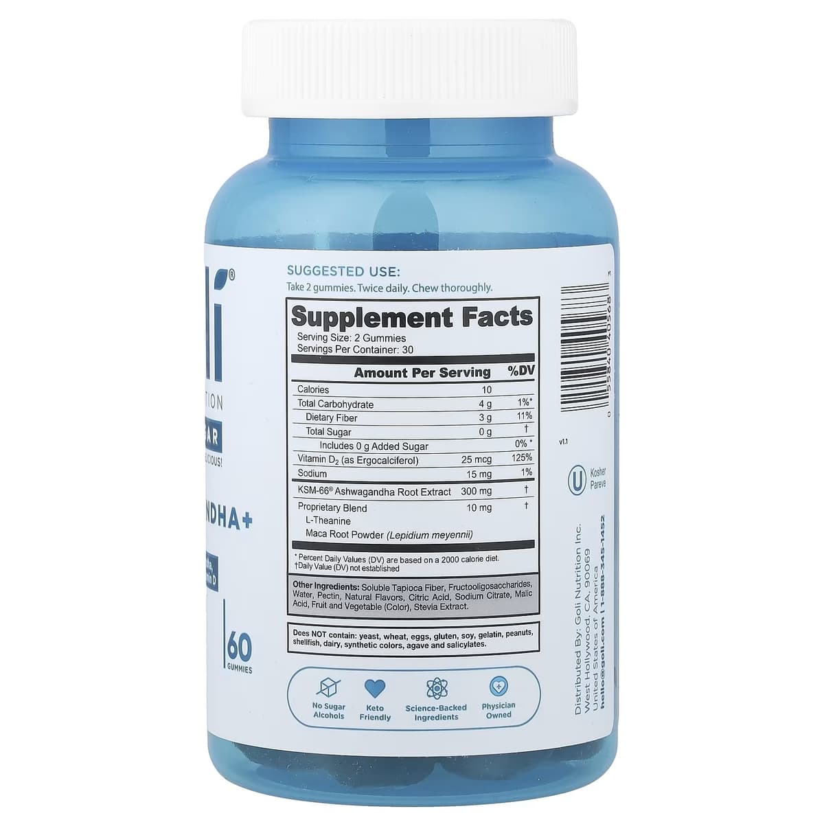 Goli Zero Sugar Ashwagandha Gummies - 60 Gummies