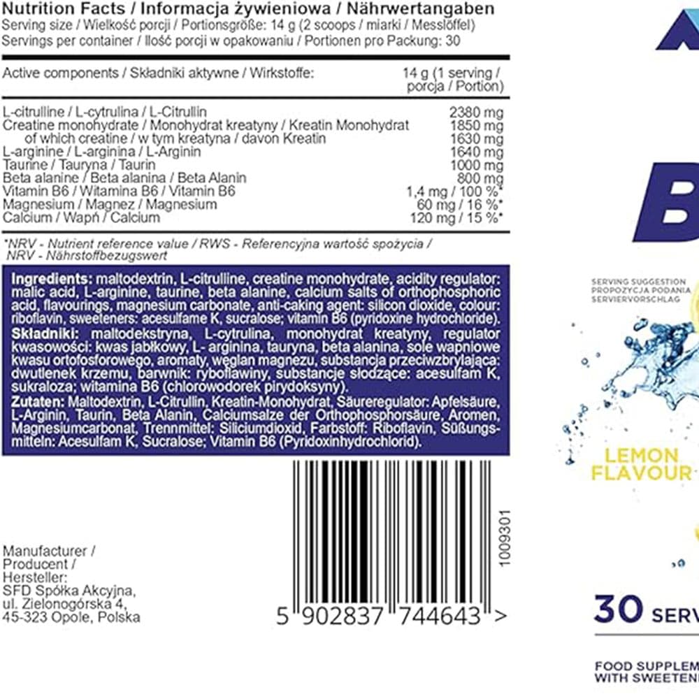 Allnutrition - Big Pump, Lemon - 420g (KORT DATUM 2026-10-30)
