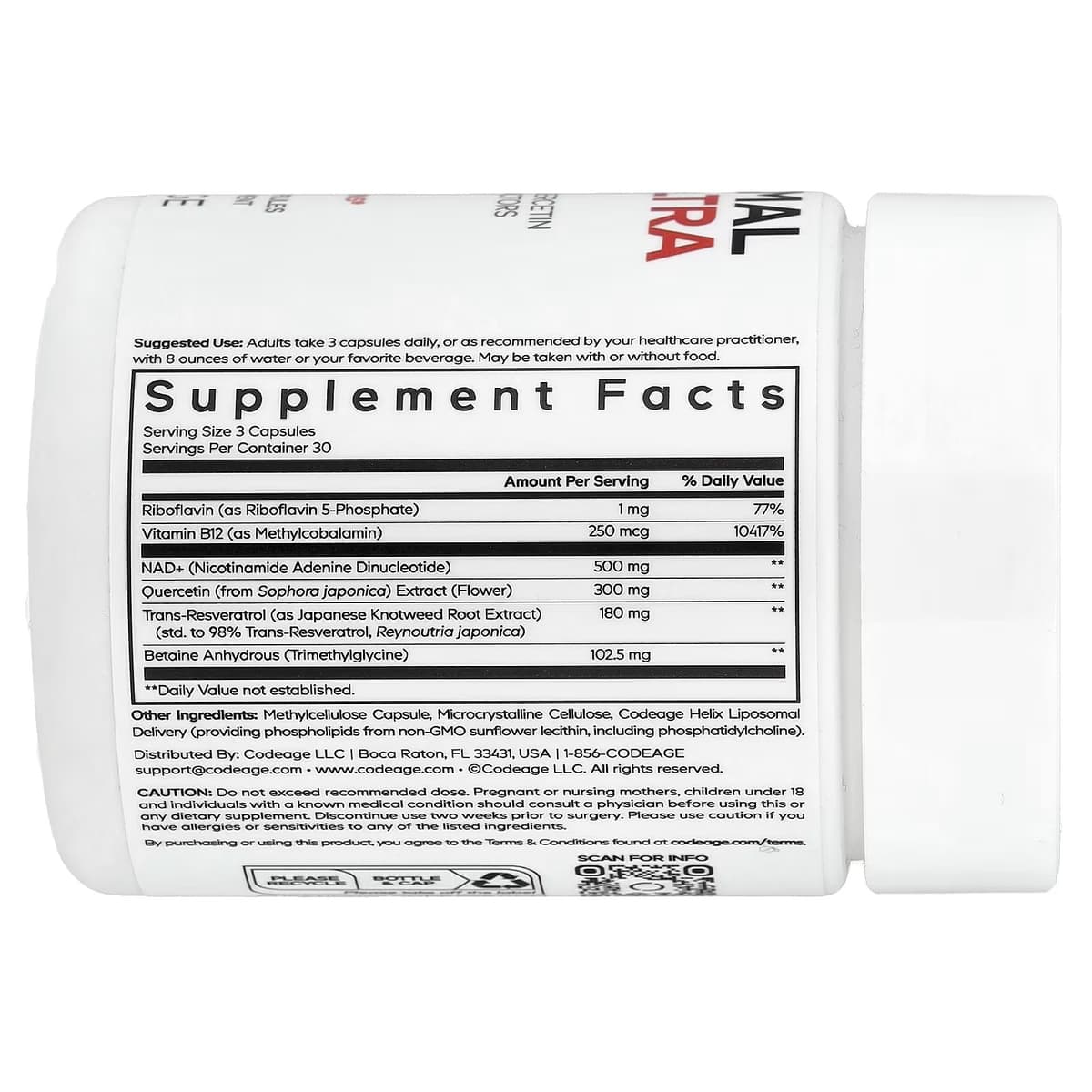 Codeage Liposomal Nad+ Ultra - 90 Vcaps - 90 Vegetable Caps