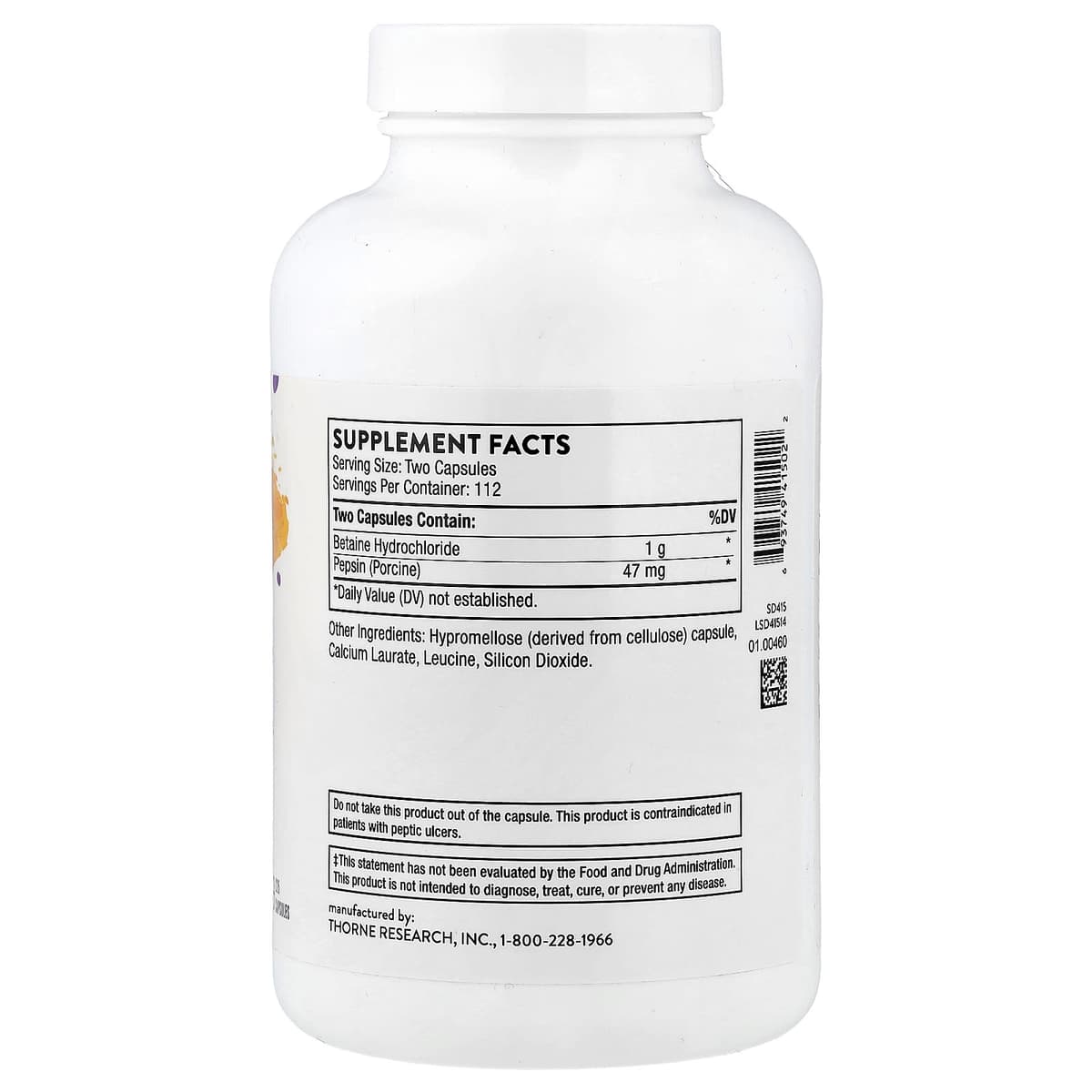 Thorne - Betaine HCL & Pepsin - 300 Caps