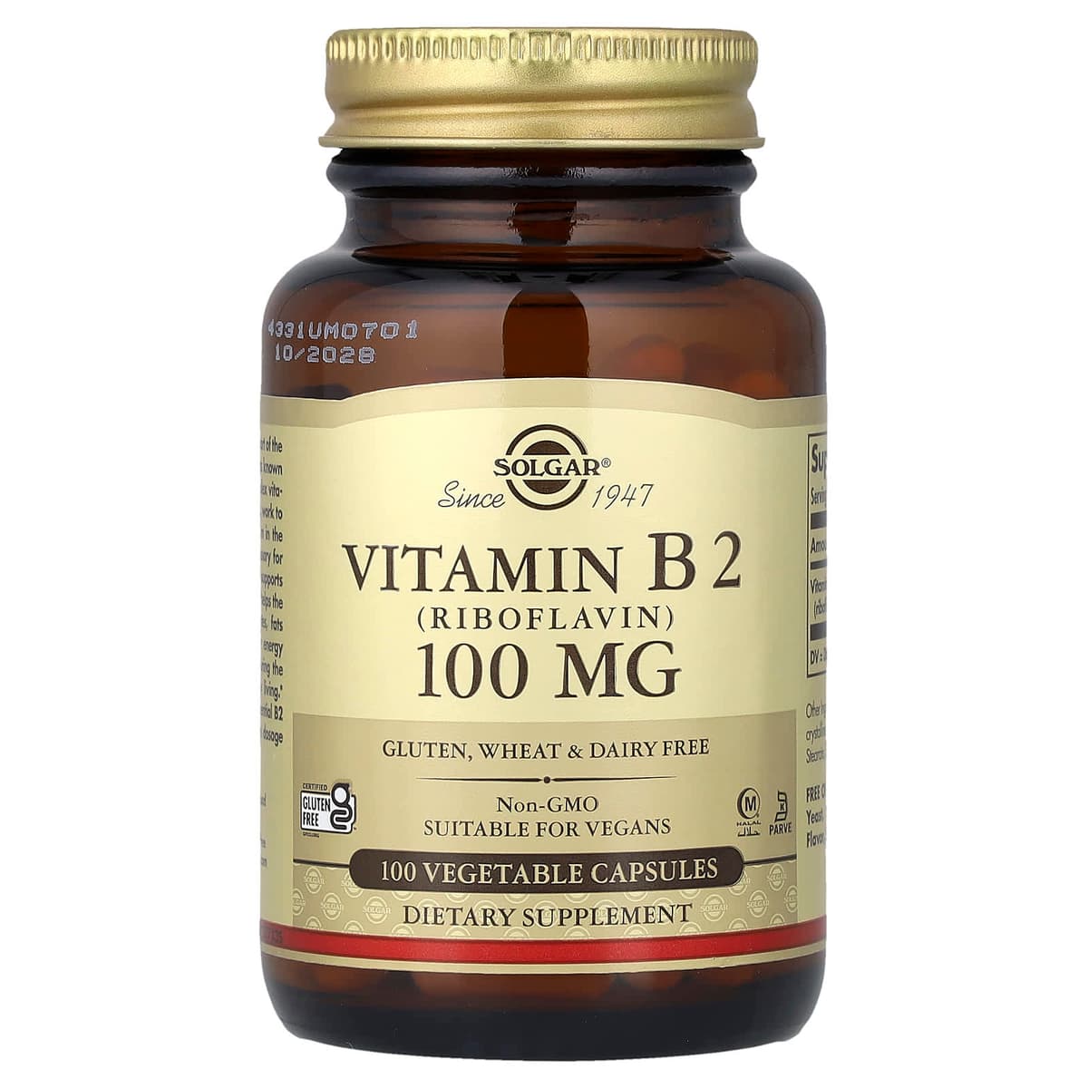 Solgar Vitamin B2 (Ribolfavin) 100mg (100 Caps)