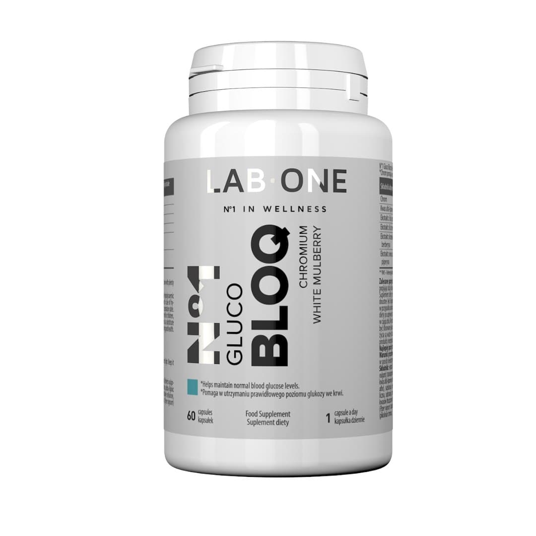 LAB ONE - Gluco BLOQ - 60 Capsules – LAB ONE förpackning