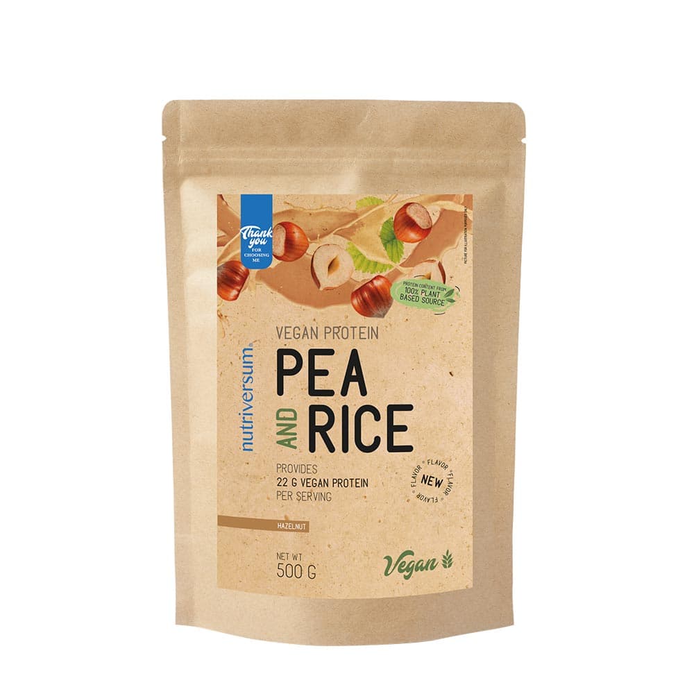 Nutriversum - Vegan Protein Pea and Rice, Hazelnut - 500g – Nutriversum förpackning