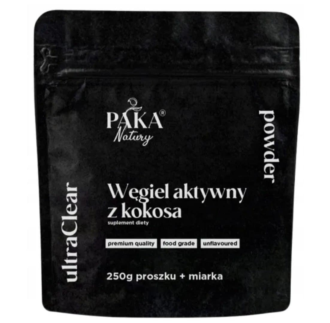 Paka Natury - Activated Charcoal Coconut - 250g – Paka Natury förpackning