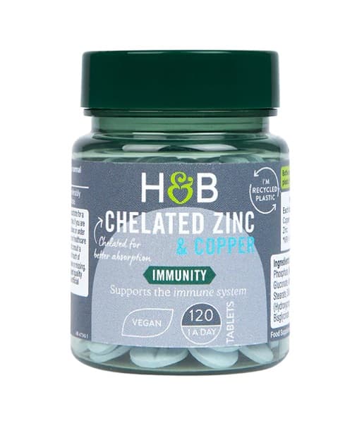 Holland & Barrett - Chelated Zinc + Copper 15mg - 120 Tabs