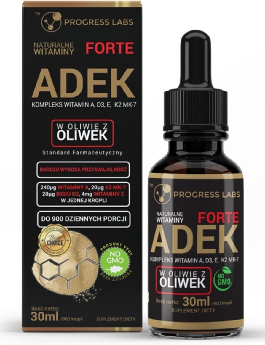 Progress Labs - Natural Vitamins Forte ADEK - 30ml – Progress Labs förpackning