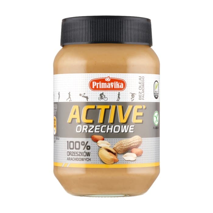 Primavika - Peanut Butter Active 100% Peanuts 470g – Primavika förpackning