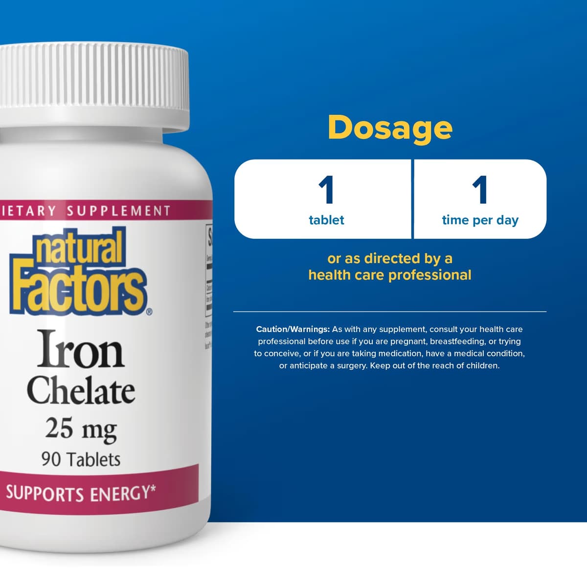 Natural Factors - Iron Chelate - 90 Tabs