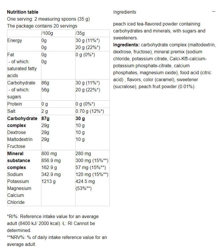 Nutiversum - Isotonisk Drik (Fersken Iste - 700g)