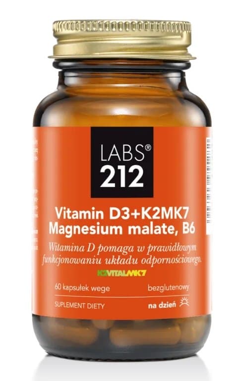 LABS 212 - Vitamin D3 + K2MK7 Magnesium Malate B6 - 60 Caps – LABS 212 förpackning