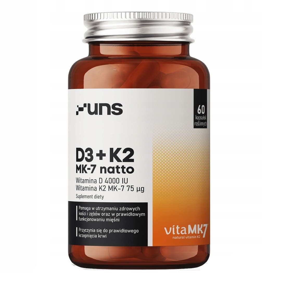 UNS - D3+K2 MK-7 Natto - 60 Caps – UNS förpackning