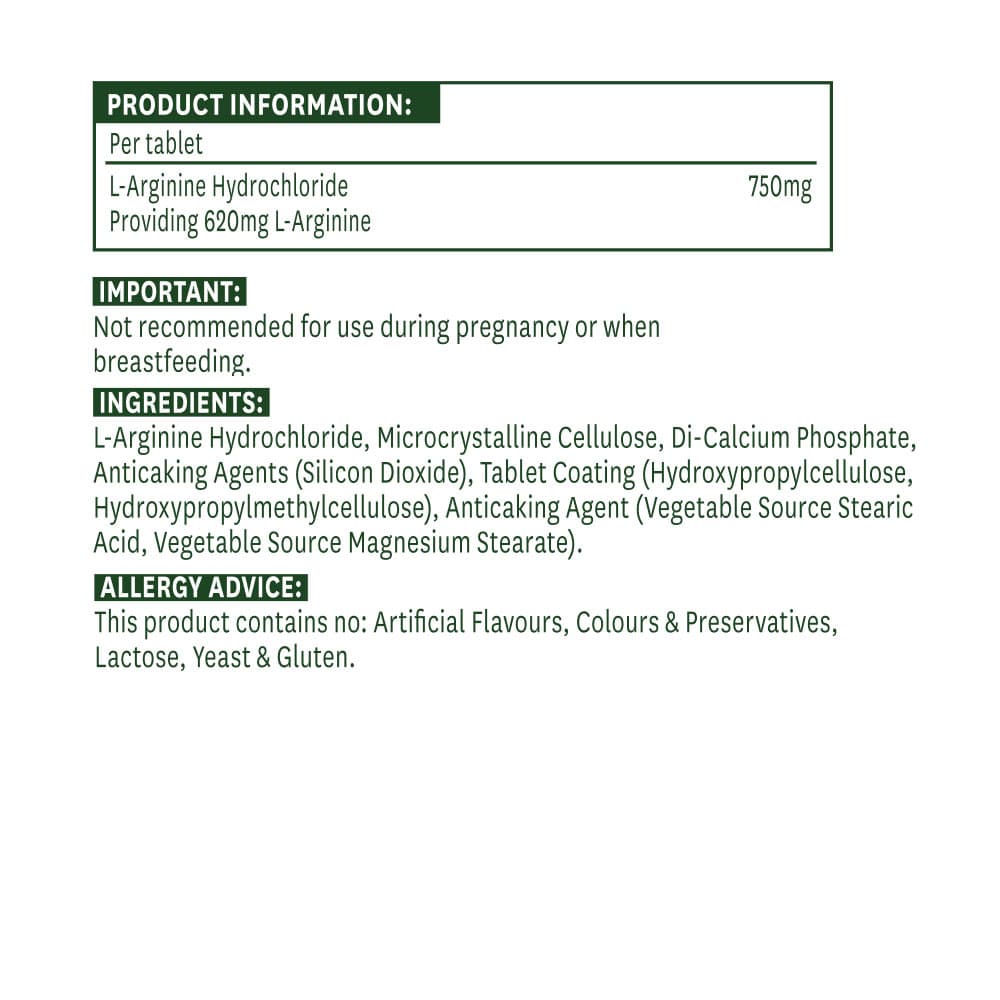 Natures Aid - L-Arginine HCL - 90 Tabs