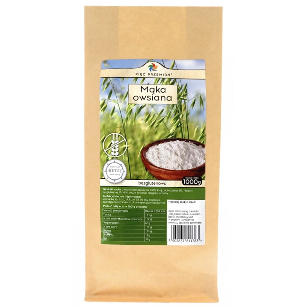 Pięć Przemian - Gluten-Free Whole Grain Oat Flour – Pięć Przemian förpackning