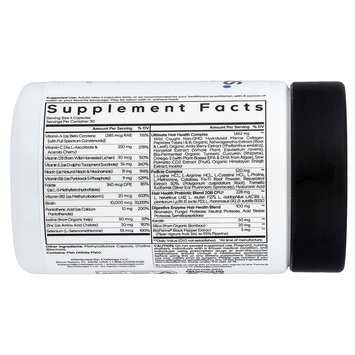Codeage Hair Vitamins - 120 Vcaps - 120 Vegetable Caps