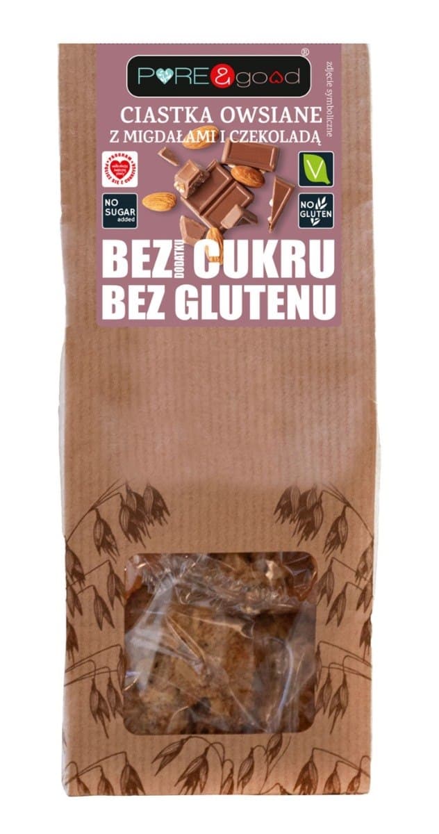 PURE & good - Oat Cookies with Almonds and Chocolate - 150g – PURE & good förpackning