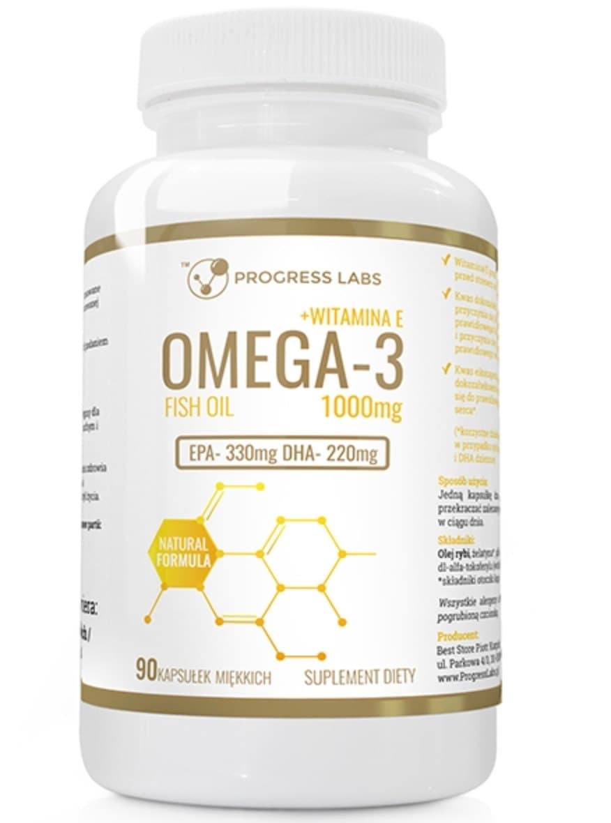 Progress Labs - Omega-3 + Vitamin E Fish Oil - 90 Caps – Progress Labs förpackning