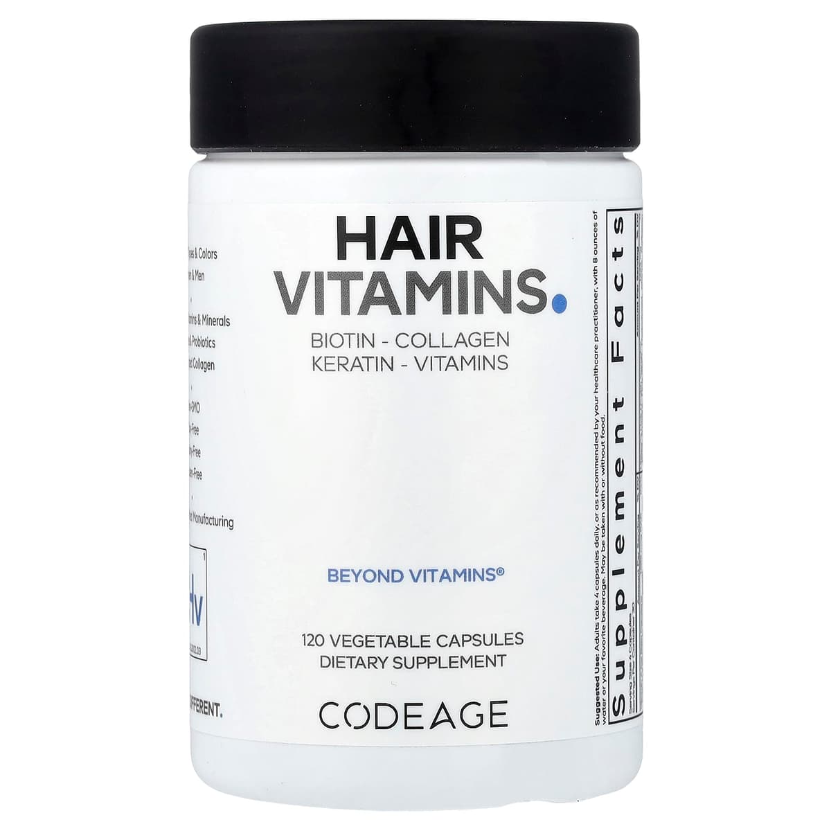 Codeage Hair Vitamins - 120 Vcaps - 120 Vegetable Caps