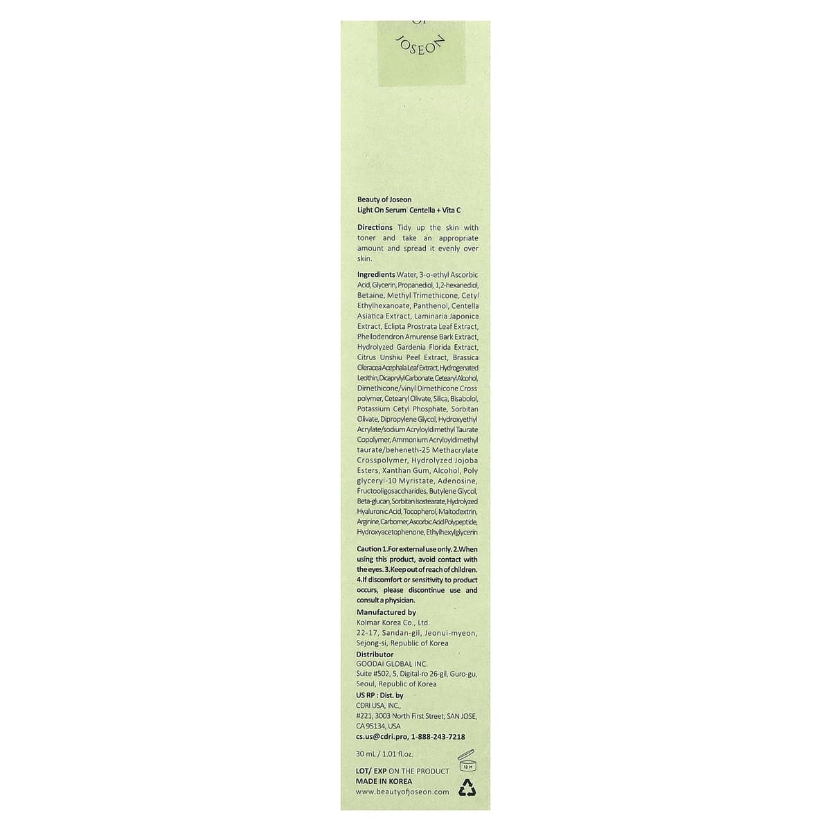 Beauty of Joseon - Light On Serum Centella + Vita C 30 ml