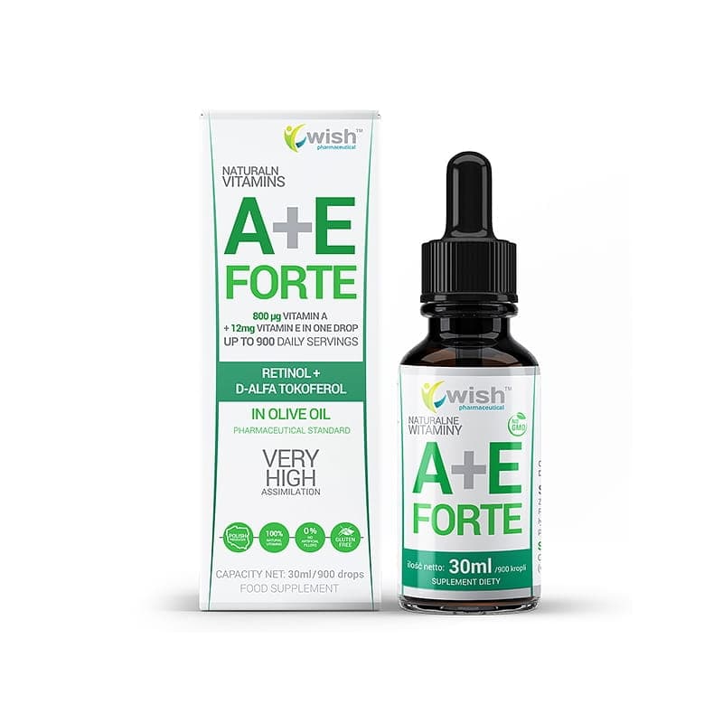 Wish - Natural Vitamins A+E Forte - 30ml / 900 drops – Wish förpackning