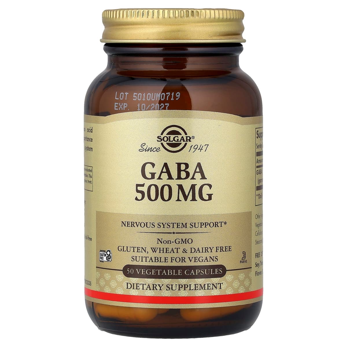 Solgar - GABA - 50 Vegetable Caps - 50 caps – Solgar förpackning