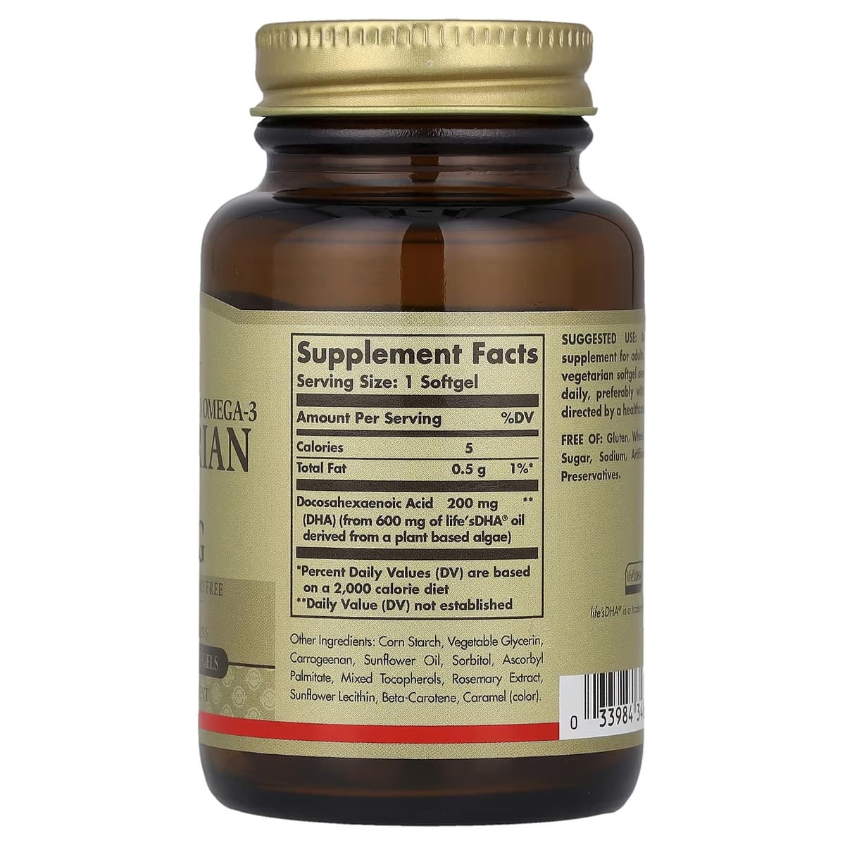 Solgar - Omega-3 Kasvissyöjien DHA - 50 Kapselia