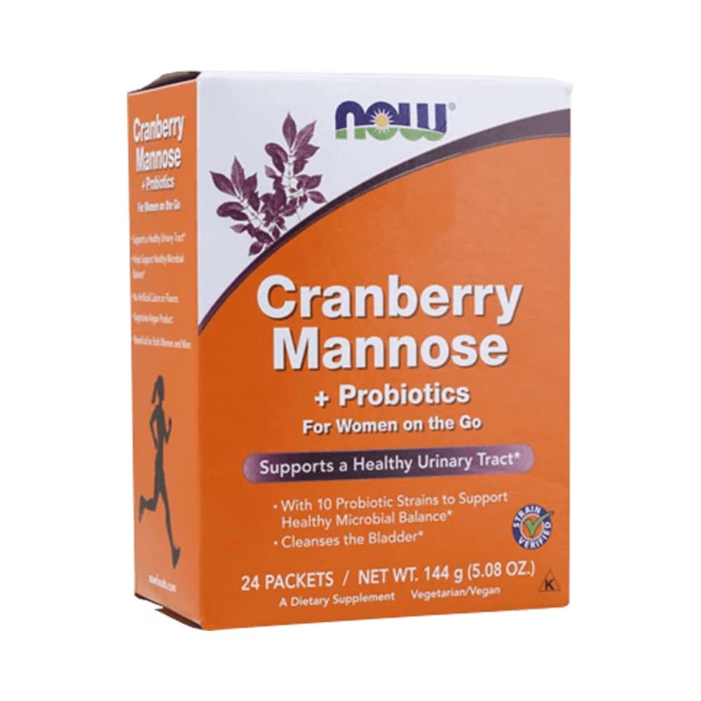 NOW Foods - Cranberry Mannose + Probiotics (24x6g) – NOW Foods förpackning