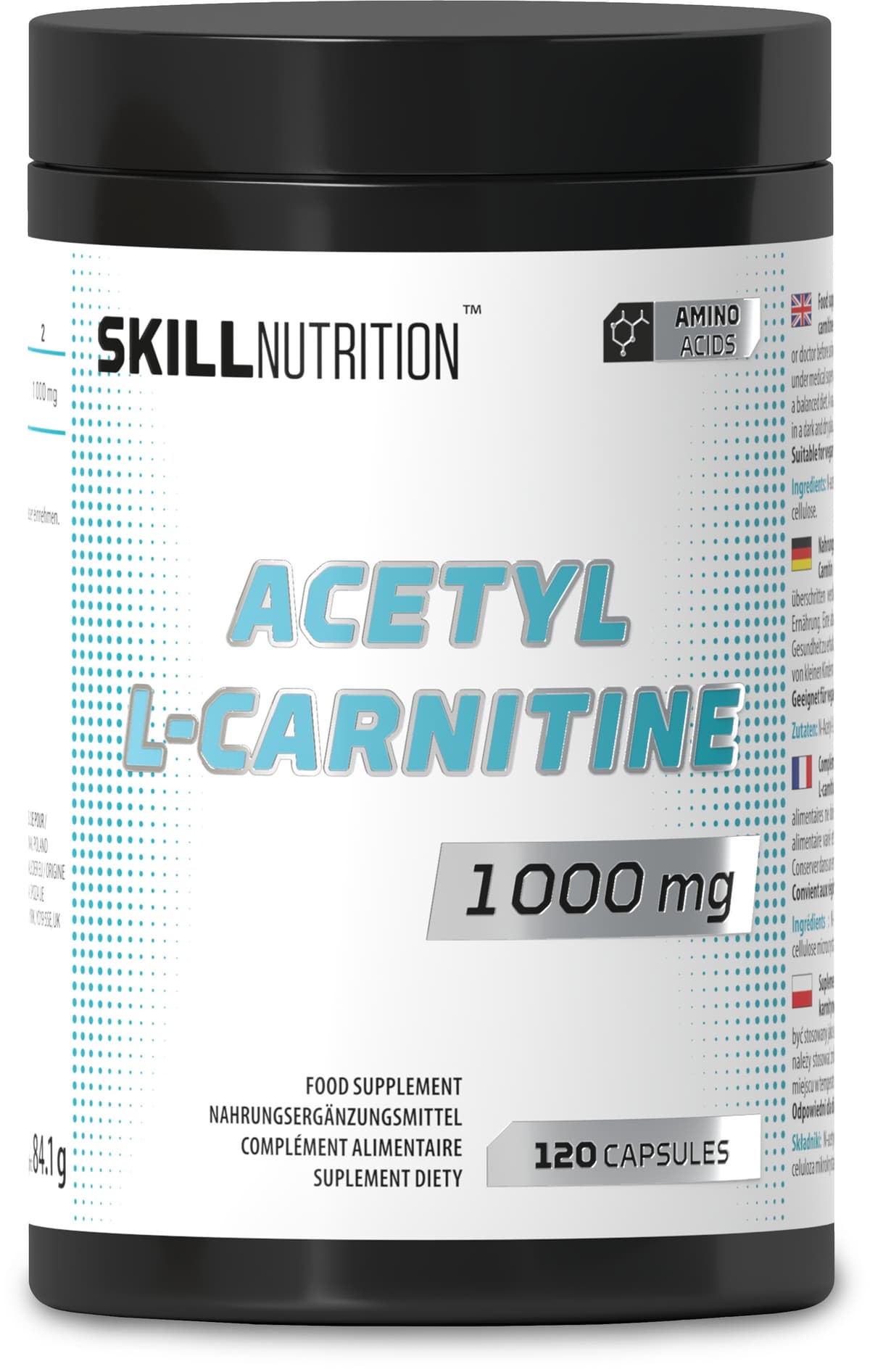 Skill Nutrition - Acetyl L-Carnitine - 120 Capsules – Skill Nutrition förpackning