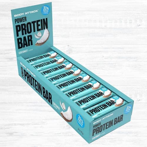 Body Attack - Power proteinbar - Choklad, 24 × 35 g – Body Attack förpackning