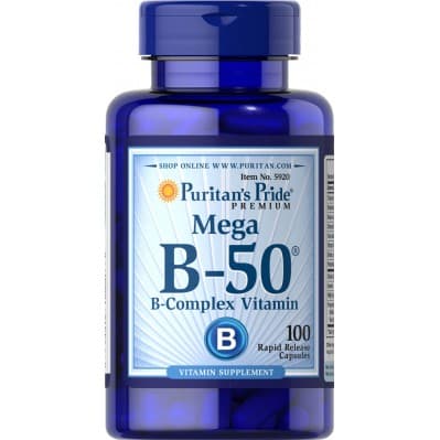 Puritan's Pride - Mega B-50 - 100 Capsules – Puritan's Pride förpackning