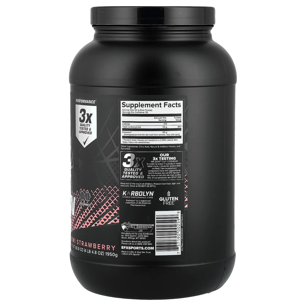 EFX Sports - Carbohydrate Fuel, Kiwi Strawberry - 1950g