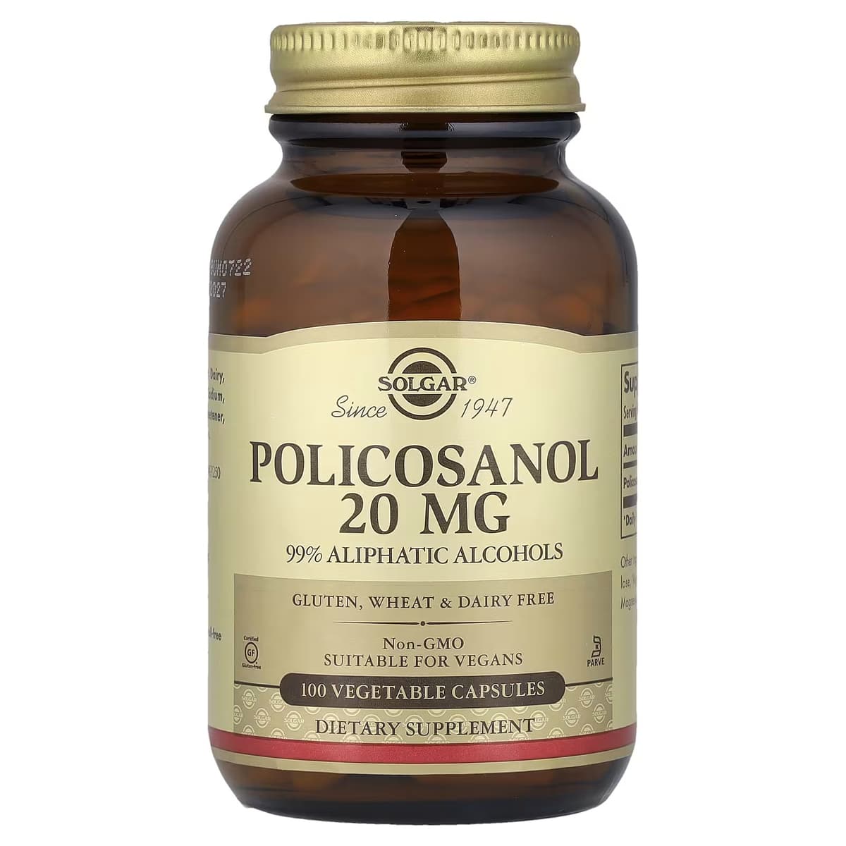 Solgar - Policosanol - 100 Vegetable Caps - 100 caps