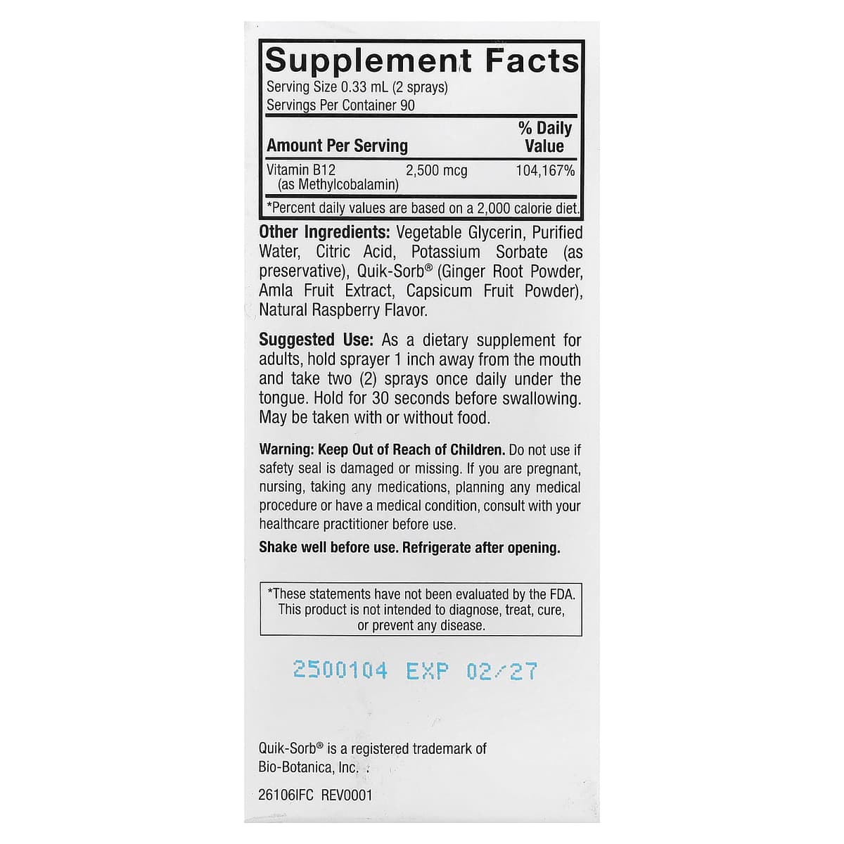 Nature's Answer - Methyl B-12 2500mcg - 30ml