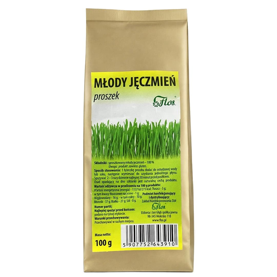 Flos - Young Barley - 100g – Flos förpackning