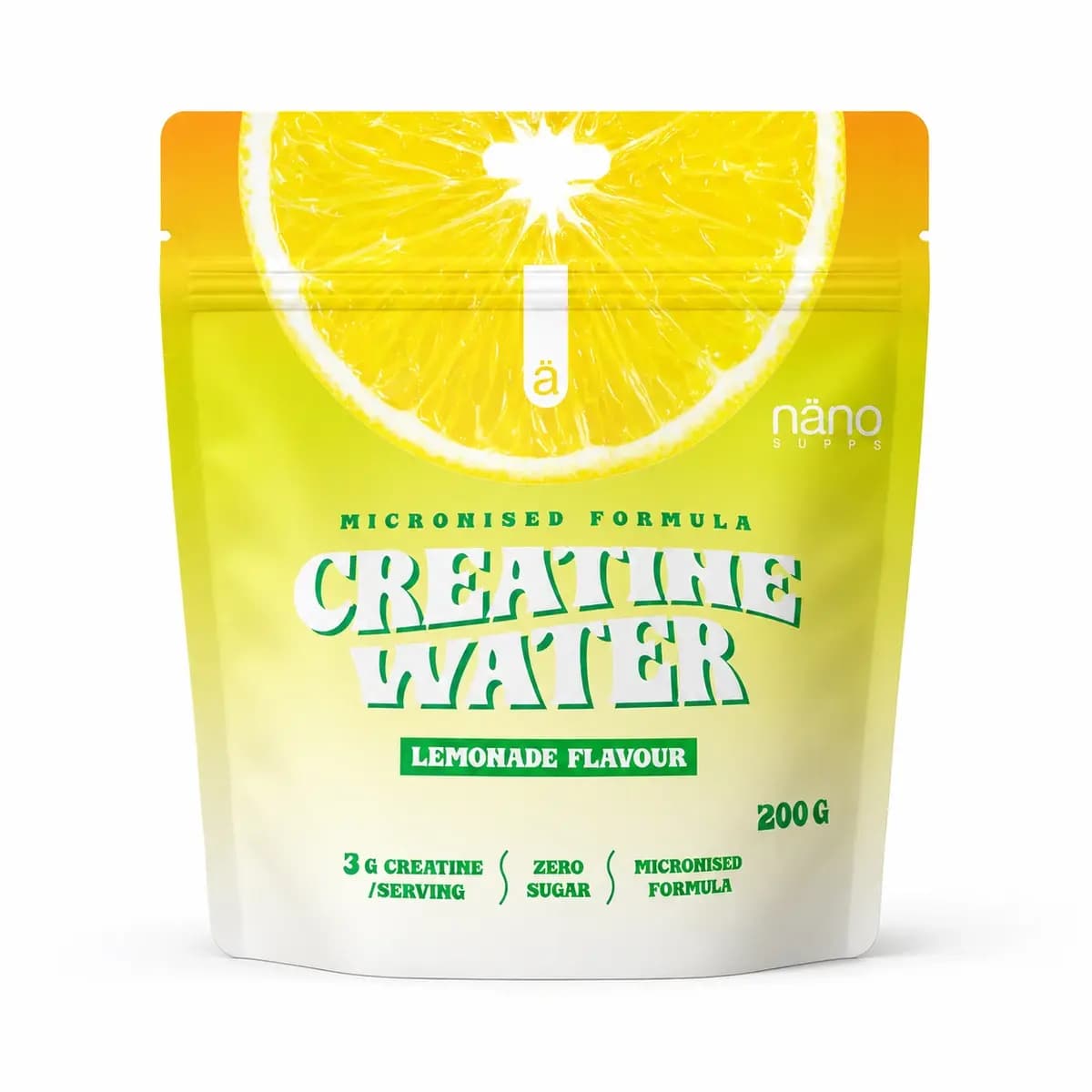 Nanosupps - Kreatinvatten - Lemonad, 200 g – Nanosupps förpackning