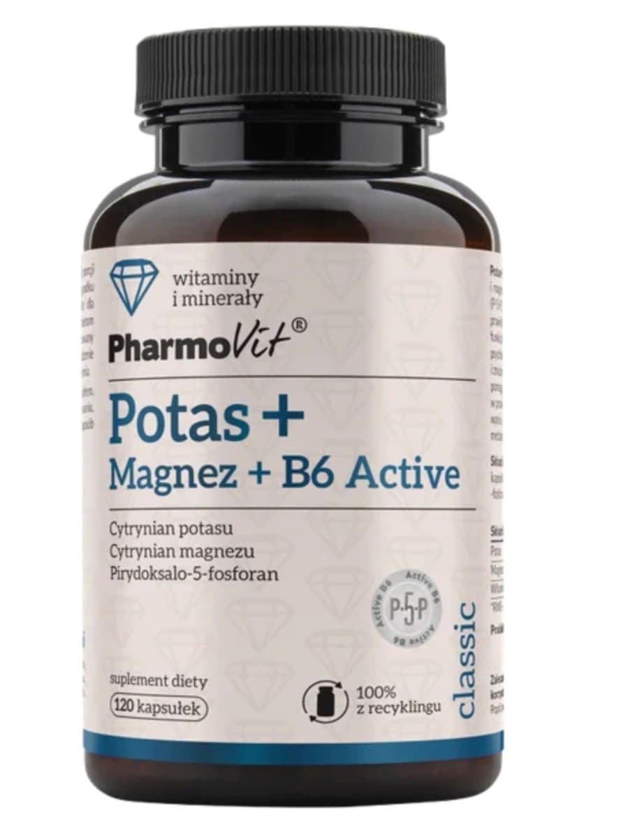 Pharmovit - Potassium + Magnesium + B6 Active - 120 Caps – Pharmovit förpackning