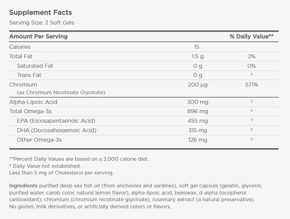 Nordic Naturals - Omega Blood Sugar, 896mg - 60 Sgels
