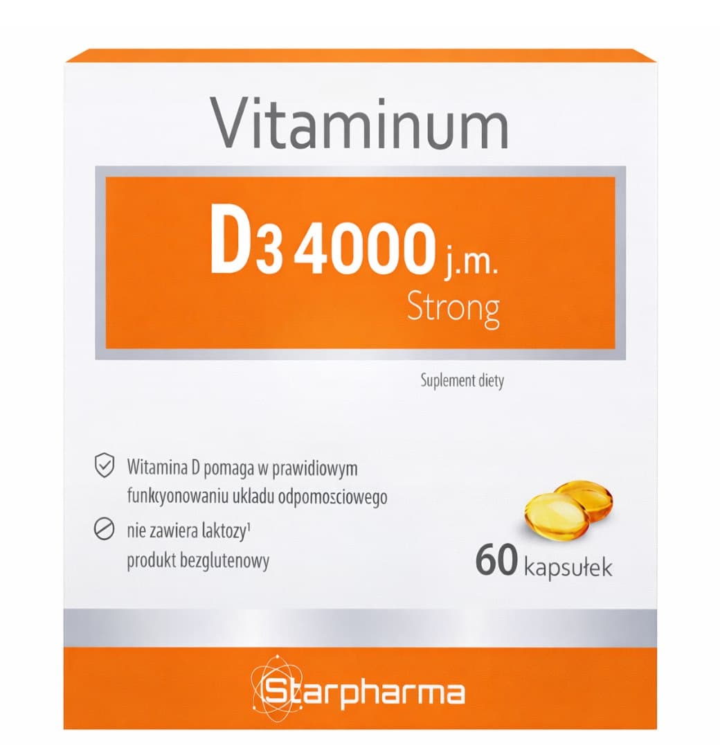 Starpharma - Vitamin D3 4000 Strong 60 Caps – Zdrowy Lizak förpackning