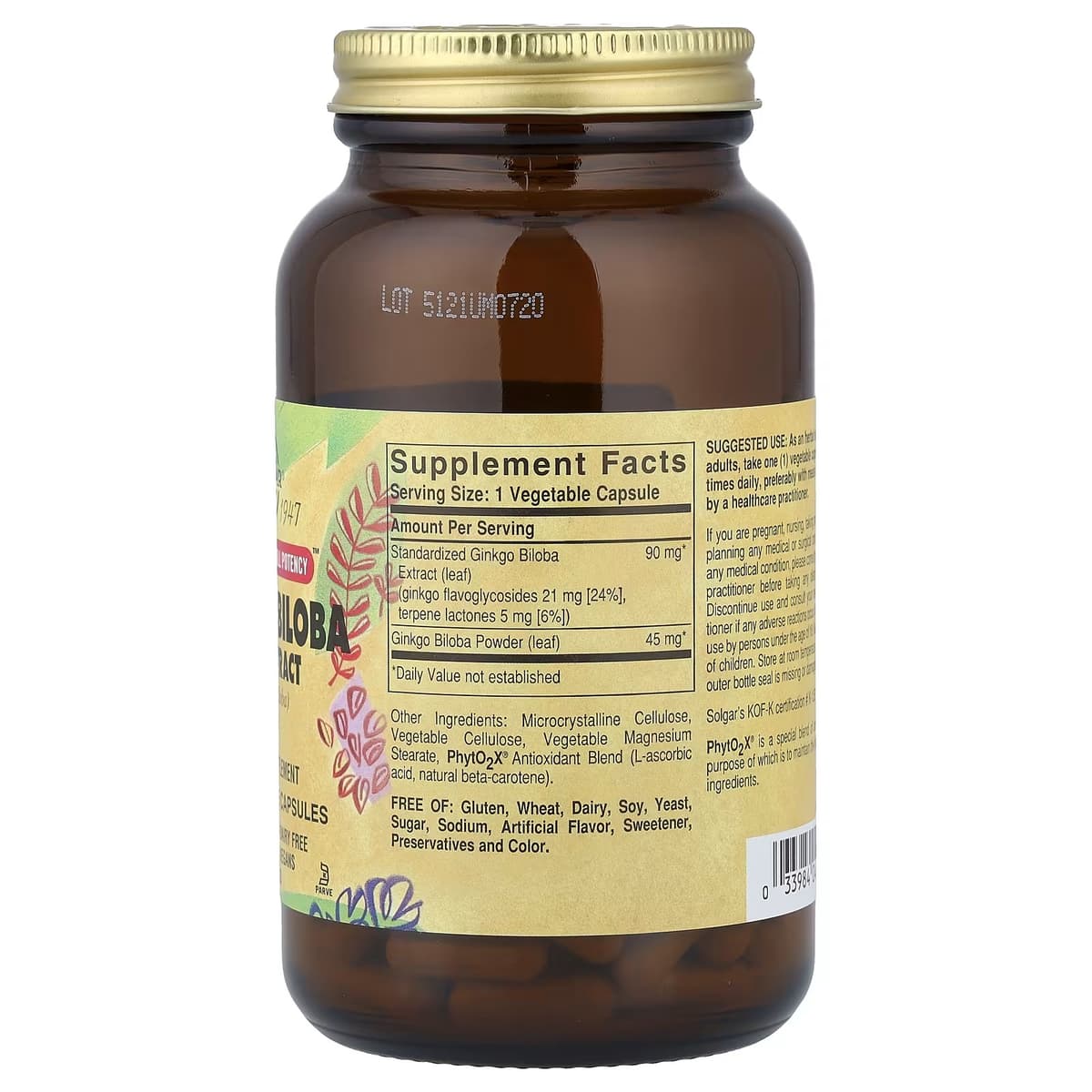 Solgar - Ginkgo Biloba Leaf Extract - 180 Vcaps