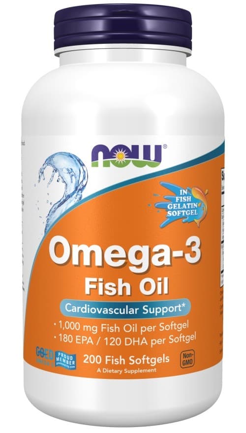 NOW Foods - Omega-3 Rasvahappo Kalaöljy Molekyylisesti Tislatut - 200 pehmeäkapsolia – NOW Foods packaging