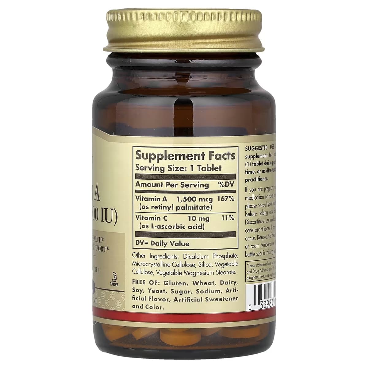 Solgar - Dry Vitamin A - 5000IU (100 Tabs)