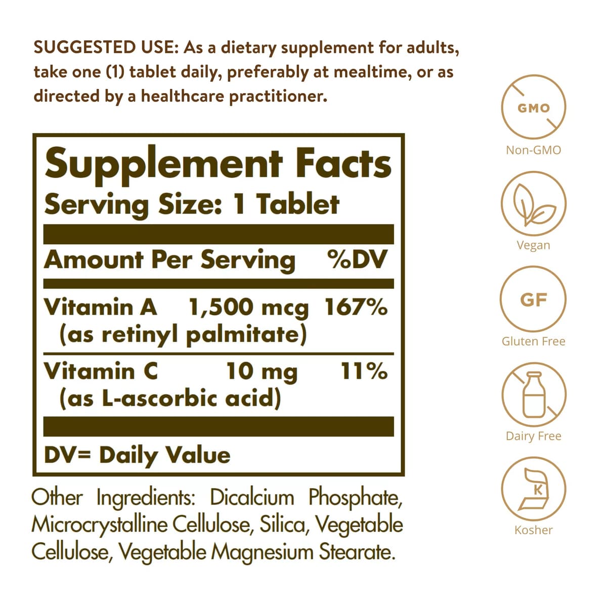 Solgar - Dry Vitamin A - 5000IU (100 Tabs)