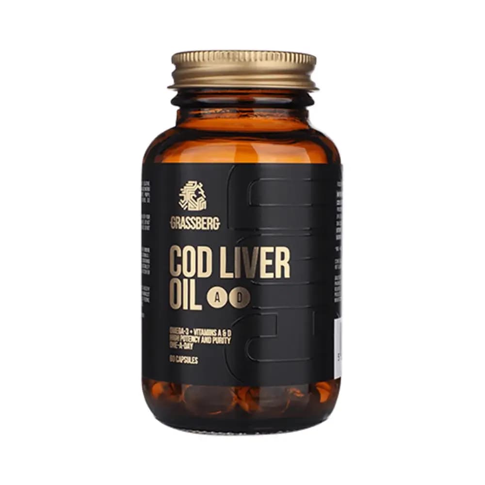 Grassberg - Cod Liver Oil + A + D - Uden smag - 60 kapsler – Grassberg emballage