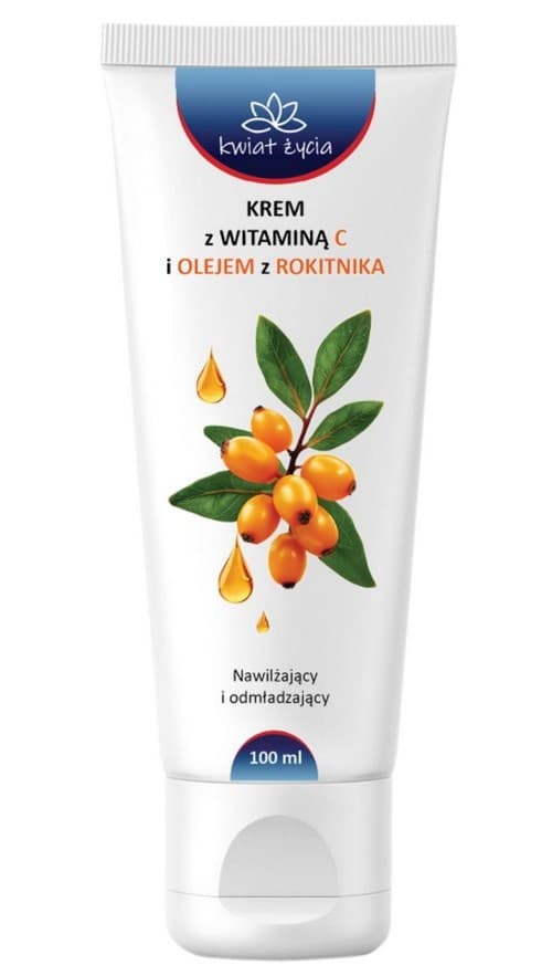 KWIAT ŻYCIA Krem z witaminą C i olejem z rokitnika 100ml – KWIAT ŻYCIA förpackning