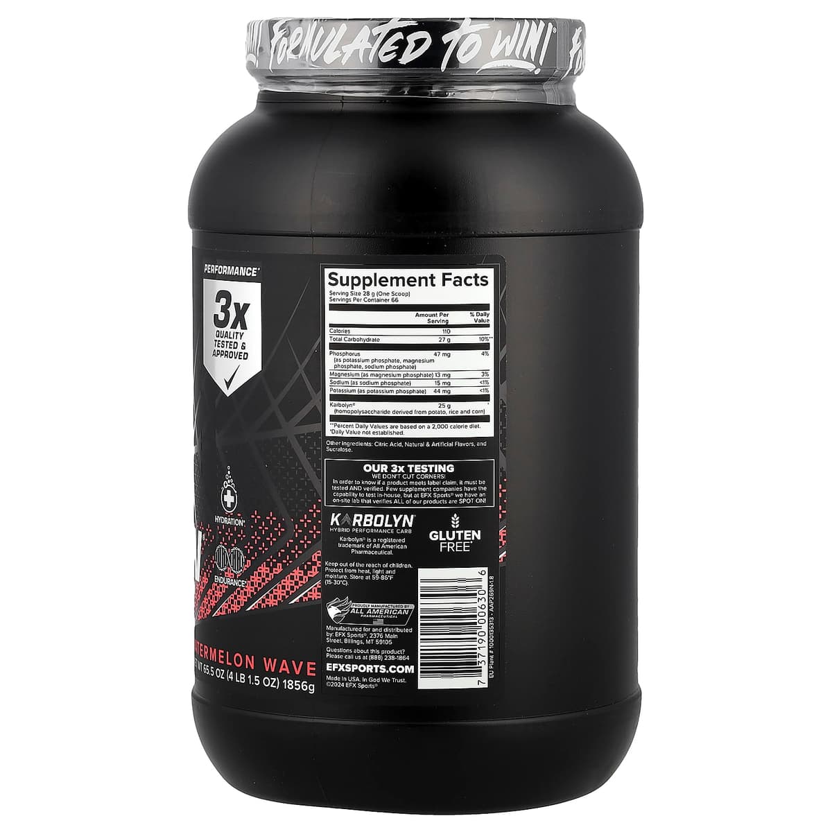 EFX Sports - Carbohydrate Hydrate, Watermelon Wave - 1856g